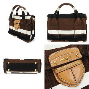 Prada shoulder striped crossbody canvas hand Ivory brown black White bag handbag